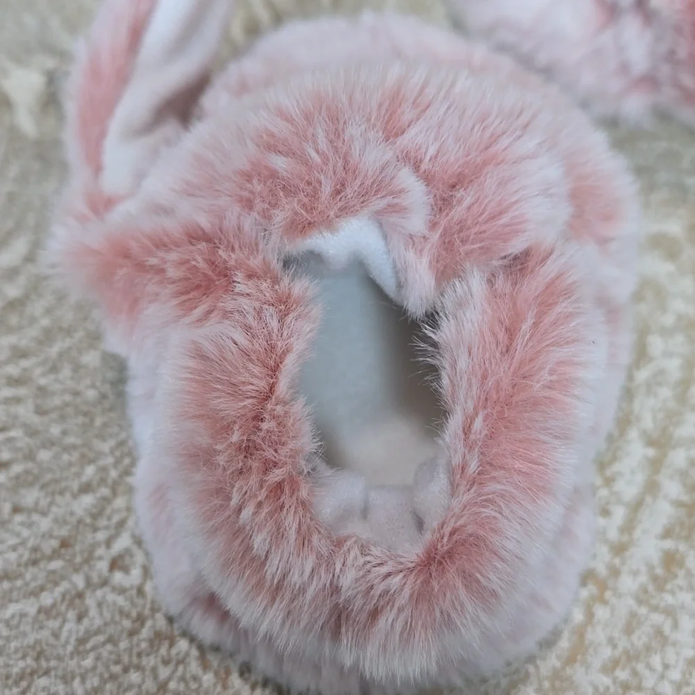 Fruit of the Loom Pink Faux-Fur Wrap Booty Slippers